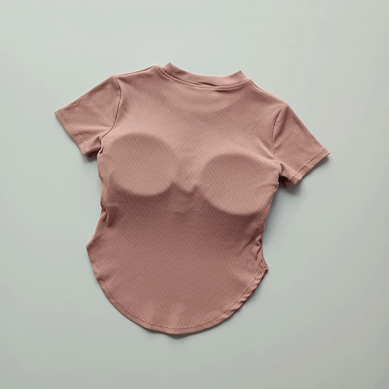 Short Sleeve Top with Built-In Chest Pad