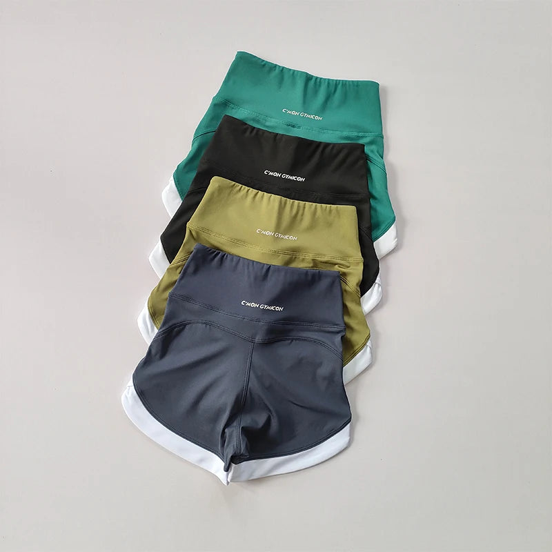 High-Waist Contrast Sports Shorts – Breathable