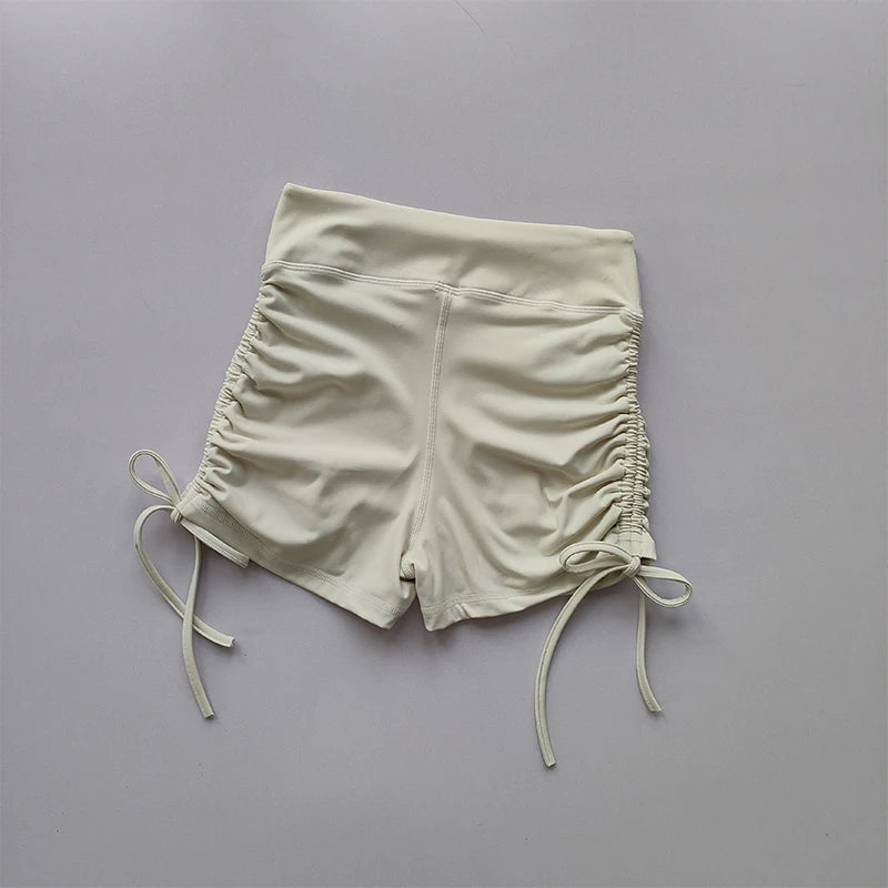 High-Waisted Peach-Lift Fitness Shorts – Drawstring