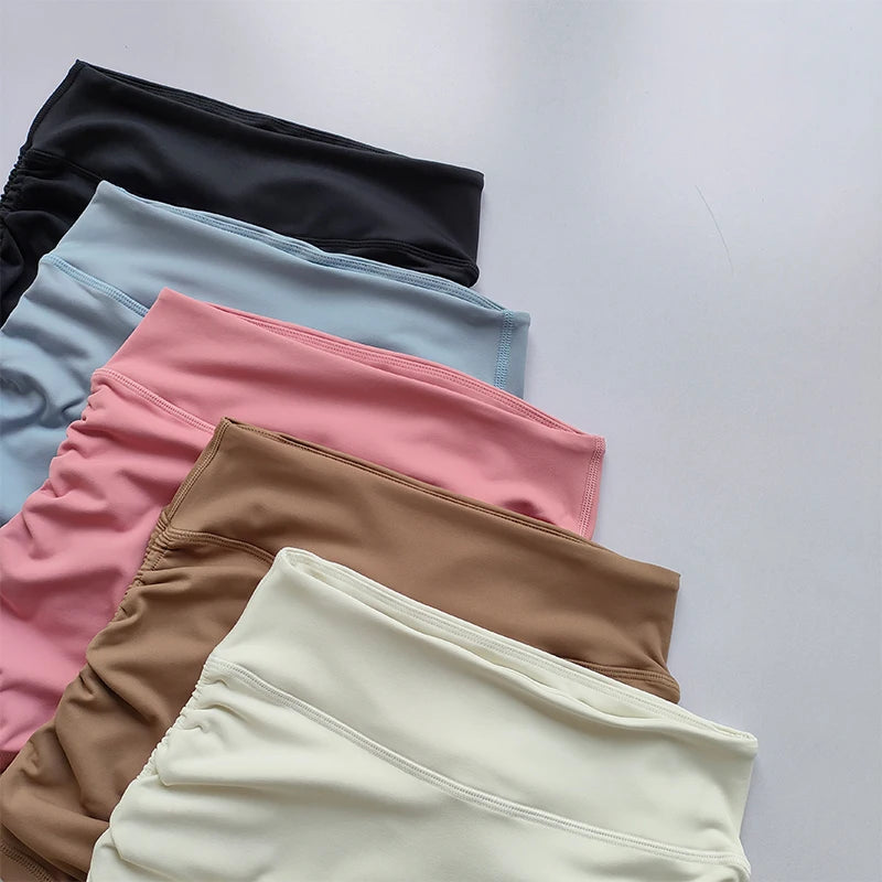 High-Waisted Peach-Lift Fitness Shorts – Drawstring