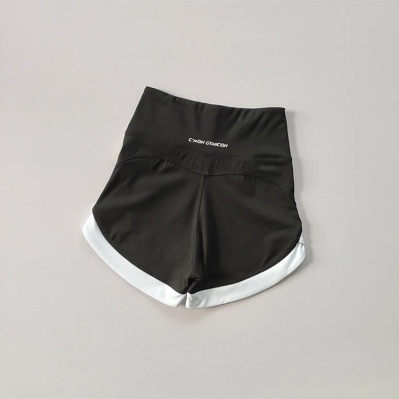 High-Waist Contrast Sports Shorts – Breathable