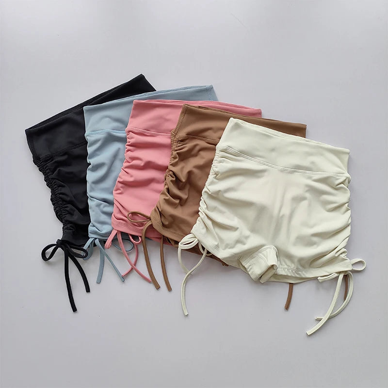 High-Waisted Peach-Lift Fitness Shorts – Drawstring