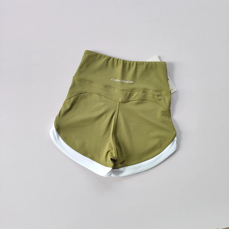 High-Waist Contrast Sports Shorts – Breathable