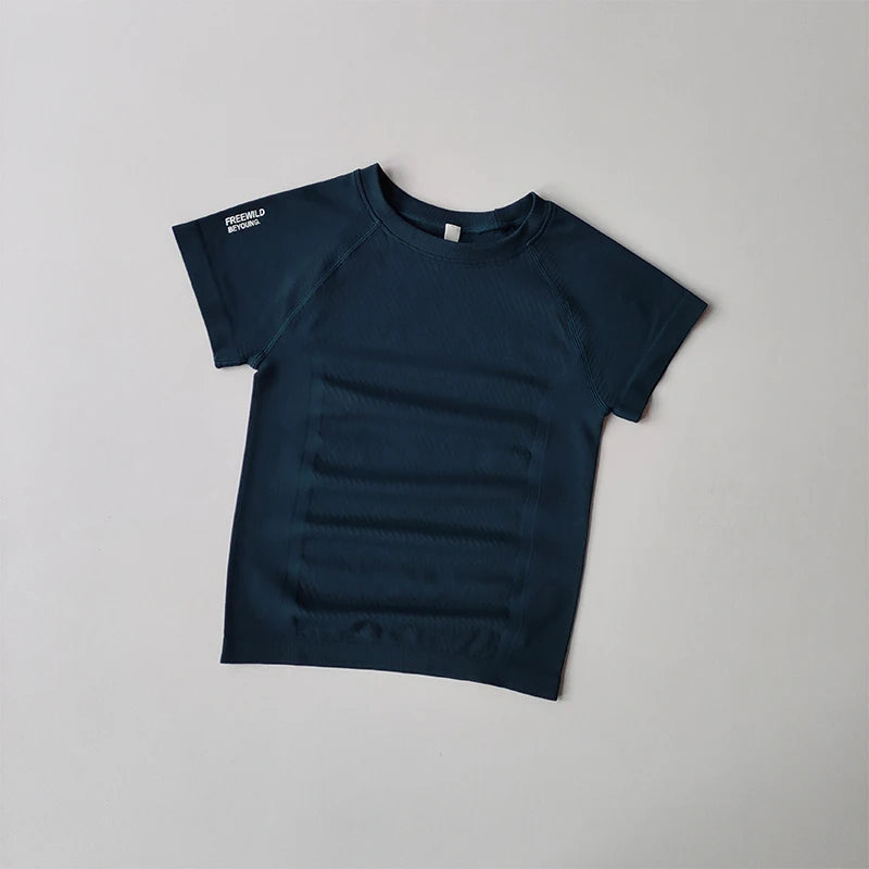 Short-Sleeved Stretch T-Shirt with Round Collar