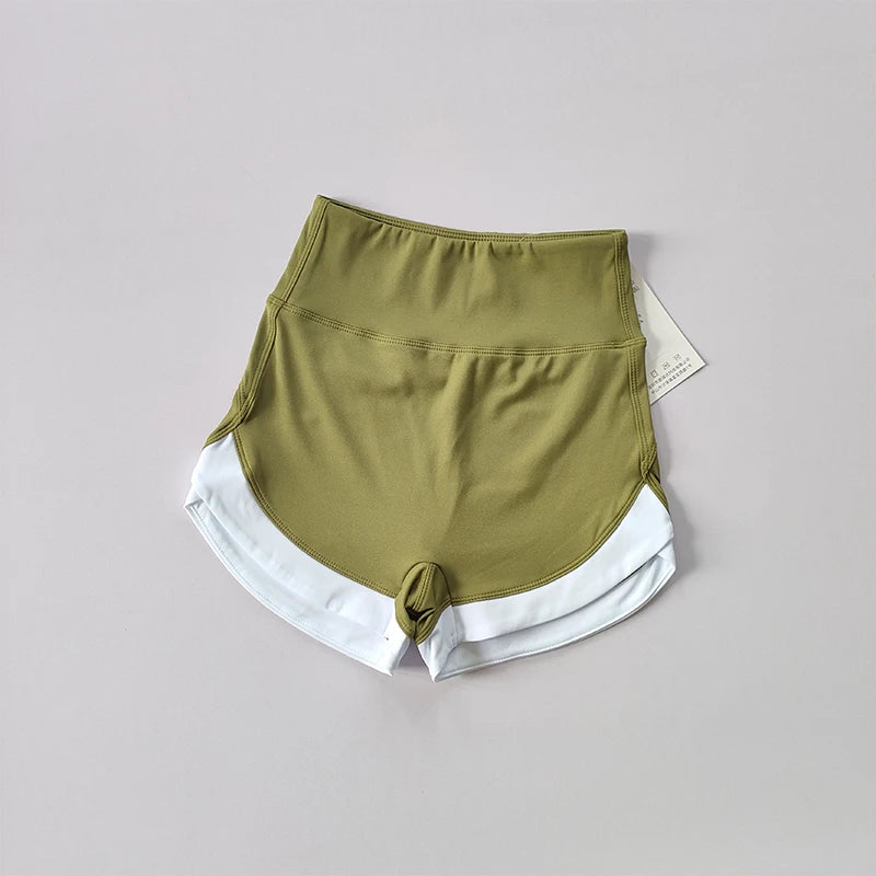 High-Waist Contrast Sports Shorts – Breathable