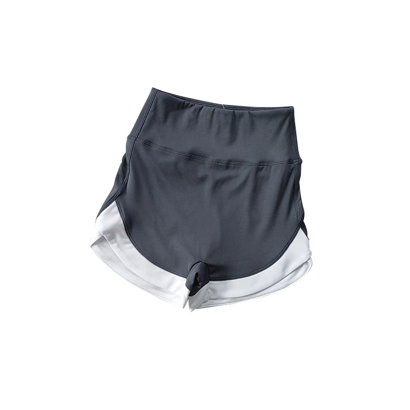 High-Waist Contrast Sports Shorts – Breathable