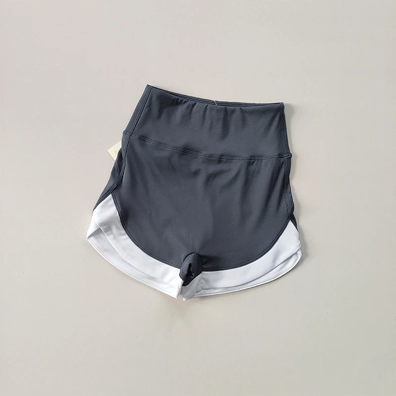 High-Waist Contrast Sports Shorts – Breathable