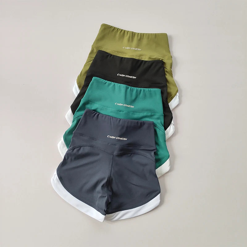 High-Waist Contrast Sports Shorts – Breathable