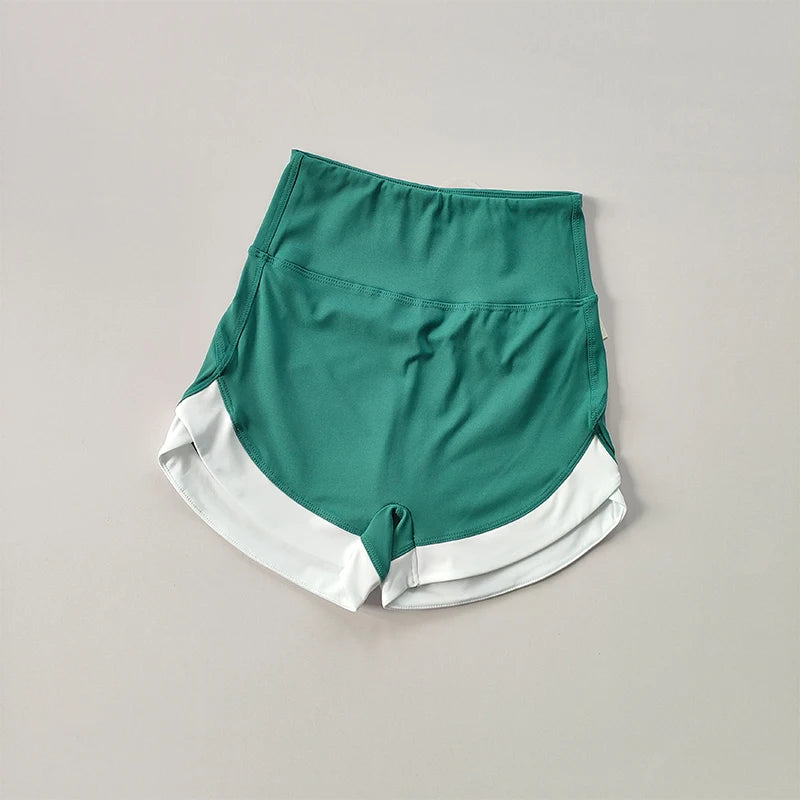 High-Waist Contrast Sports Shorts – Breathable