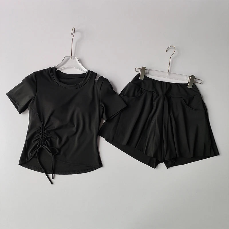 Slim-Fit Sports Set, Short-Sleeve Top & Short