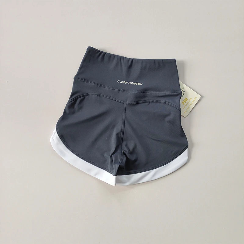 High-Waist Contrast Sports Shorts – Breathable