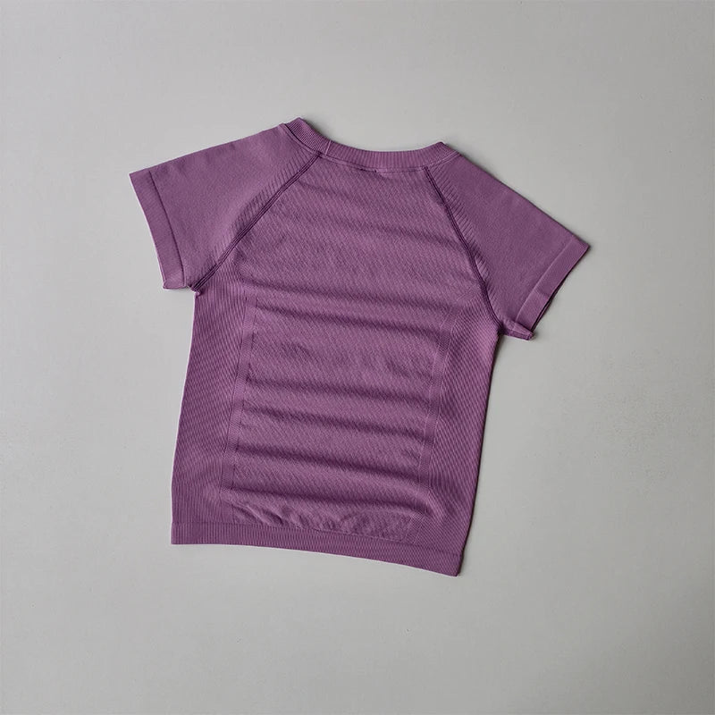 Short-Sleeved Stretch T-Shirt with Round Collar