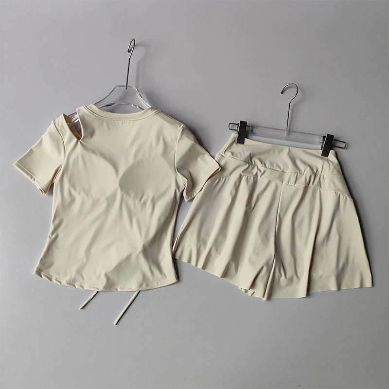 Slim-Fit Sports Set, Short-Sleeve Top & Short