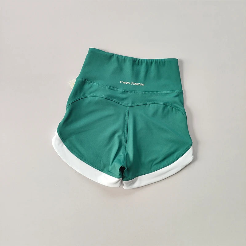 High-Waist Contrast Sports Shorts – Breathable