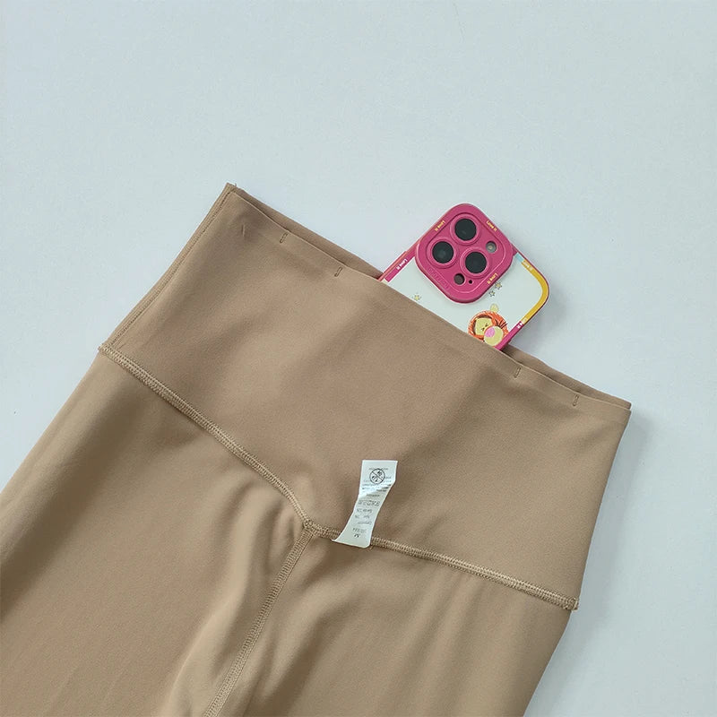 High-Waist Nude Leggings with Pockets