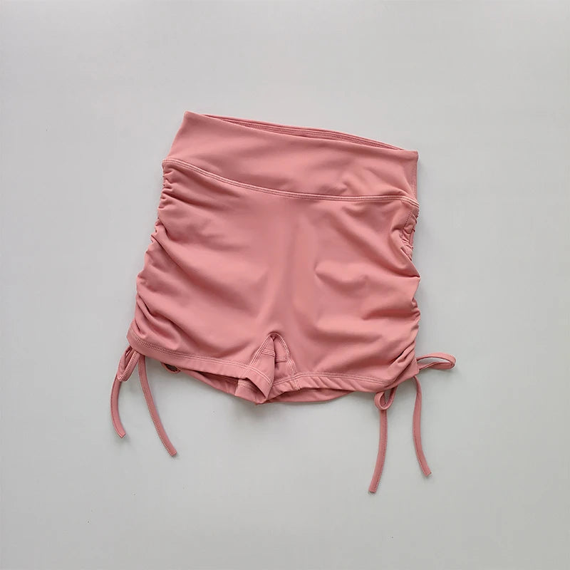 High-Waisted Peach-Lift Fitness Shorts – Drawstring