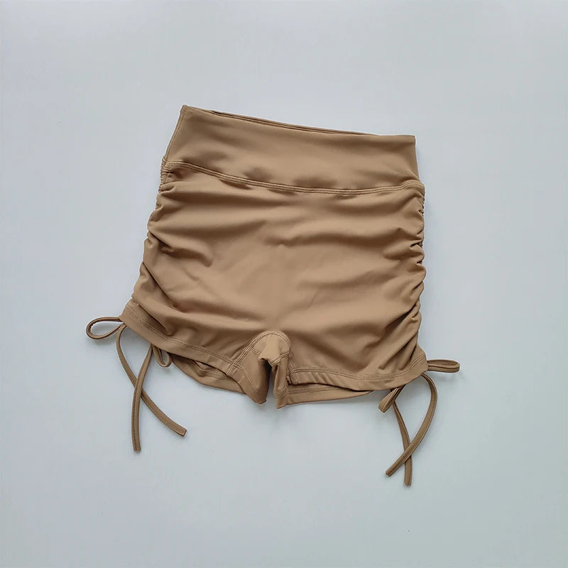 High-Waisted Peach-Lift Fitness Shorts – Drawstring