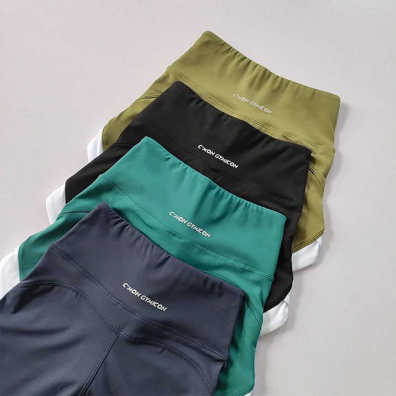 High-Waist Contrast Sports Shorts – Breathable