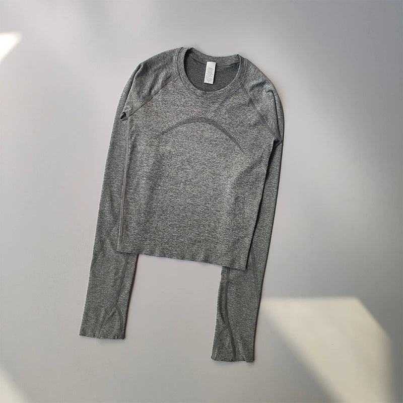 Long-Sleeve Sports Top, Round Neck