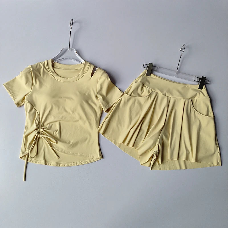 Slim-Fit Sports Set, Short-Sleeve Top & Short