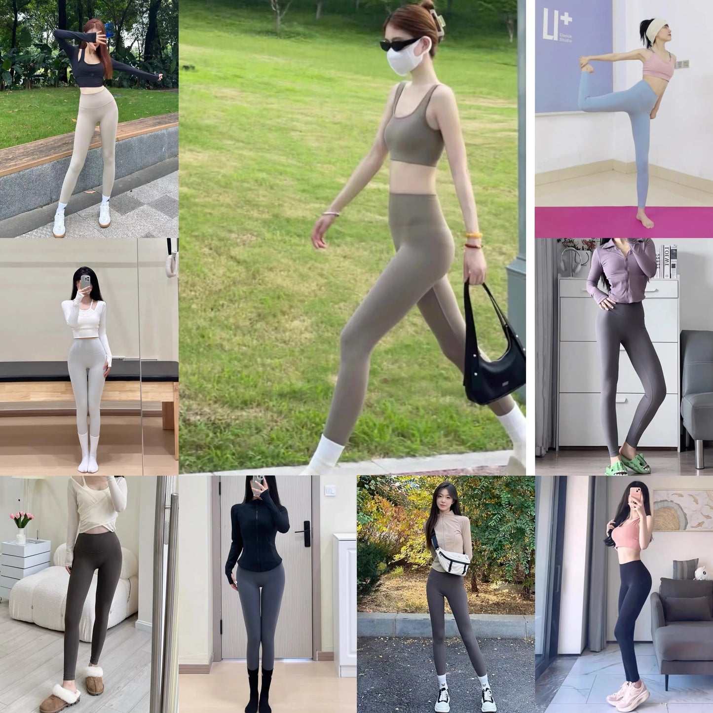 High-Waist Nude Leggings with Pockets