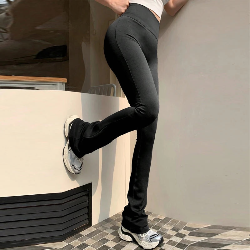 High-Waisted Flared Leggings, Compression Fit.