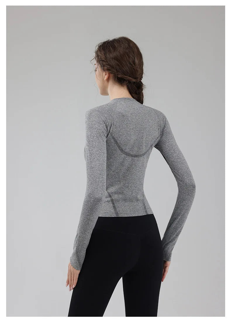 Long-Sleeve Sports Top, Round Neck