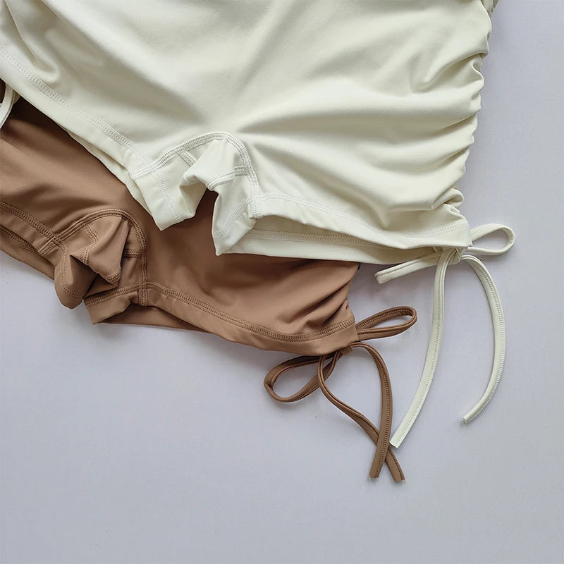 High-Waisted Peach-Lift Fitness Shorts – Drawstring