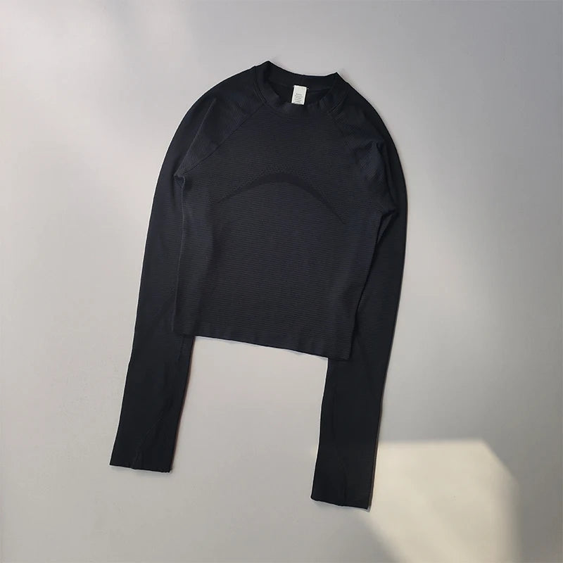 Long-Sleeve Sports Top, Round Neck