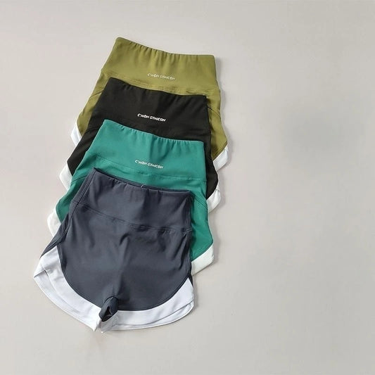 High-Waist Contrast Sports Shorts – Breathable