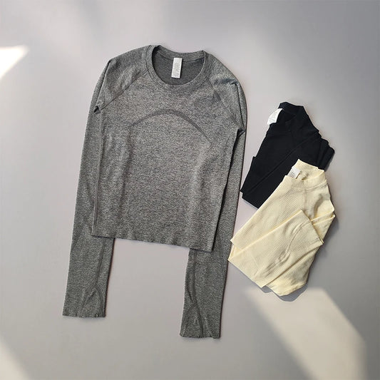 Long-Sleeve Sports Top, Round Neck