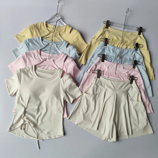 Slim-Fit Sports Set, Short-Sleeve Top & Short